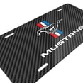 thumbnail image 3 of Ford Mustang Tri-Bar Logo Black Carbon Fiber Texture Graphic UV Metal License Plate, 3 of 5