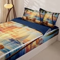 thumbnail image 3 of Erosebridal Tropical Sunset Beach Zipper Twin Comforter Sets with Fitted Sheet and 2 Pillowcases,Palm Sailboat Summer Coastal Print Zipper Bedding Set For Boys,Navy Blue Reversible,4pcs, 3 of 7