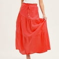 thumbnail image 1 of Falda De Verano Falda larga informal para mujer, traje de vacaciones de estilo bohemio de algodón de línea A (rojo L) Cgtredaw para Mujer Rojo T S, 1 of 7