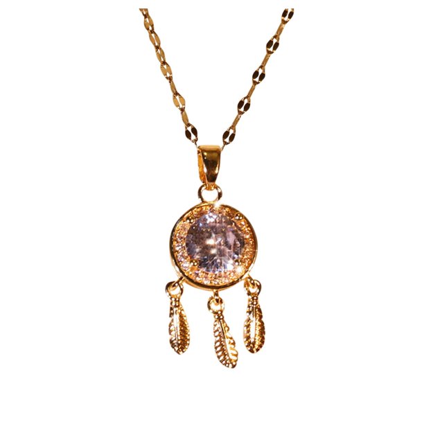 Collar con borla de circonita y atrapasueños, sensación avanzada que no se desvanece, cadena para el cuello con cadena de viento frío