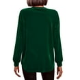thumbnail image 5 of Lenpel Velvet Tops for Women Lantern Long Sleeve Crew Neck Pleated Dressy Casual Velour Blouses Loose Party T Shirts(Green,Medium), 5 of 7