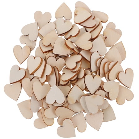 MLINS 300Pcs Rustic Wooden Love Heart Craft Unfinished Wood Arts Wood Slices Valentine Decoration