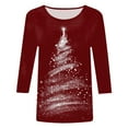 thumbnail image 4 of TTUHYWXI 3/4 Length Sleeve Womens Tops Christmas Loose Fit Crewneck T Shirts Cute Solid Three Quarter Length Tunic Tops (Watermelon Red, S), 4 of 4