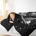 thumbnail image 3 of Castle Fairy Baseball Ice Cream Twin Bedding 7-Piece, Neon Blue Stripes Bedding Comforter Set, Black Gray,Black Reversible, 3 of 7