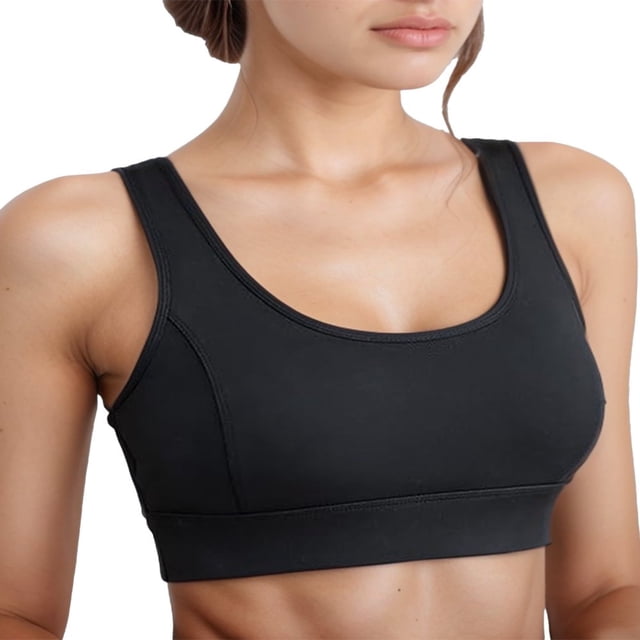 Estbridge Women‘s Sports Yoga Bra High Impact Support Workout RunningTank Cropped Bra No Underwire full Coverage Padded with Removable Cups Back Medium Support Mesh Back Bra Black