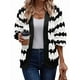 thumbnail image 1 of Suéter de Invierno de Punto Holgado con Rayas y Mangas Farol para Mujer, Moda de Otoño y Negro XL, 1 of 10