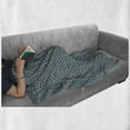 thumbnail image 6 of Geometric Soft Flannel Fleece Throw Blanket, Entwined Nested Vertical Square Pattern Chevron Abstract Artwork Print, Cozy Plush for Indoor and Outdoor Use, 70" x 90", Brown and Sky Blue, by Ambesonne, 6 of 6