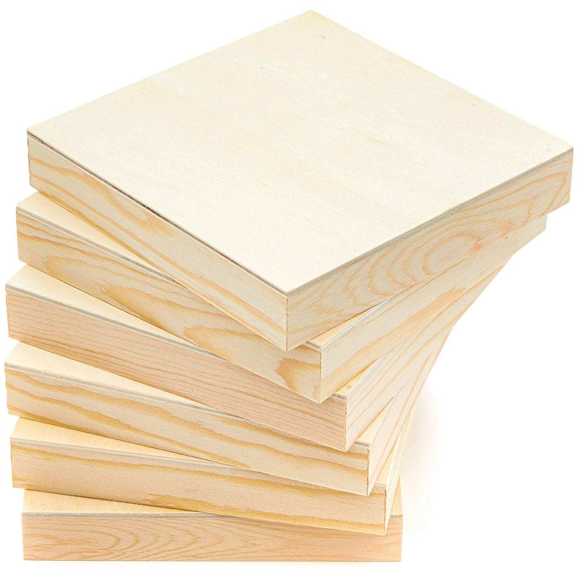 6 Pack 5" Unfinished Square Wood Paint Pouring Panel Boards, Wood Art