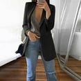 thumbnail image 2 of Ladies Workoffice Blazer Solid Color Fitted Suit Button Down Fashion Jacket Single Breasted Blouse Lapel Notched Elegant Cardigan Mid Length Leisure Outwear, 2 of 5