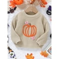 thumbnail image 4 of Gupgi Baby Girl Pumpkin Sweaters Toddler Long Sleeve Flower Embroidery Knit Pullover Toddler Fall Tops, 4 of 7