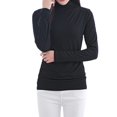 thumbnail image 3 of DuoJiaJ Women's Solid Color Long Sleeve Turtleneck Bottoming Shirt Ladies Thermal Underwear Black L, 3 of 4