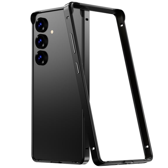 Designed for Samsung Galaxy S25 Frame Phone Case,No Back,4 Corner Raised Edge Protection,Ultra Slim Shockproof Anti-fall Rugged Durable Anti-Scratch Metal Bumper Phone Case,Black