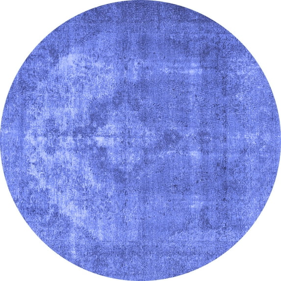 Ahgly Company Machine Washable Indoor Round Persian Blue Traditional Area Rugs, 4' Round