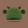 thumbnail image 2 of Xfvqtps Womens Cute OX Horn Hat with Ear Cuffed Solid Color Stretch Windproof Coldproof Fashion Versatile Warm Winter Beanie Green, 2 of 5