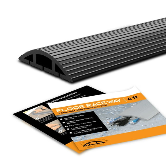 Floor Cable Cover - 10 Ft Black Duct Cord Protector (10 ft)