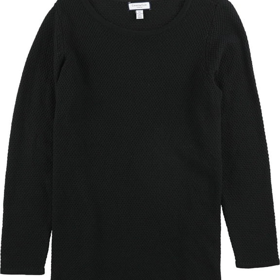 Charter Club Womens Textured Tunic Sweater, Black, 0X