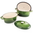 thumbnail image 2 of BergHOFF Neo 5pc Cast Iron Oval Dutch Oven Set with 10" Fry Pan, 5qt. & 8qt., Green, 2 of 5