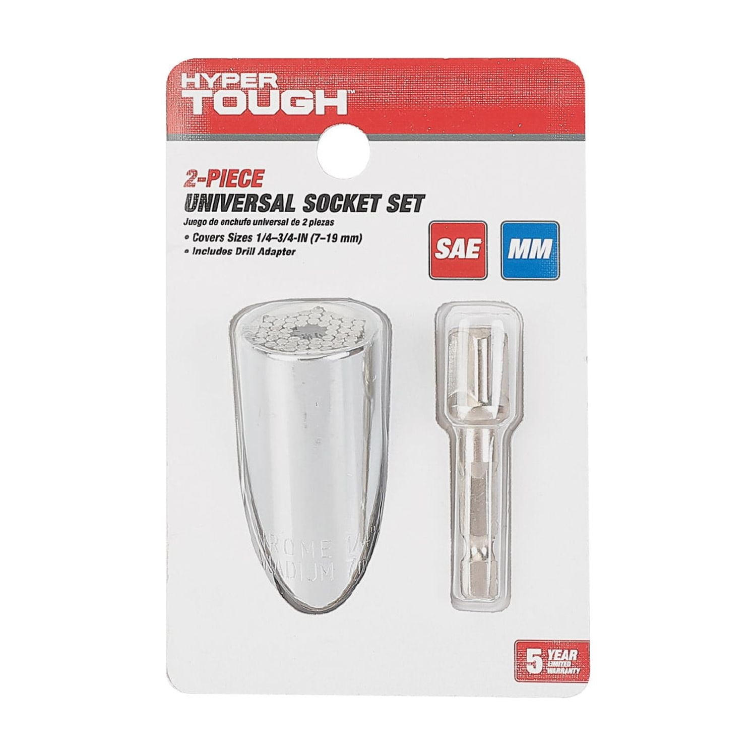 Hyper Tough Universal Socket with Power Drill Adaptor, Fits 1/4-3/4 inch