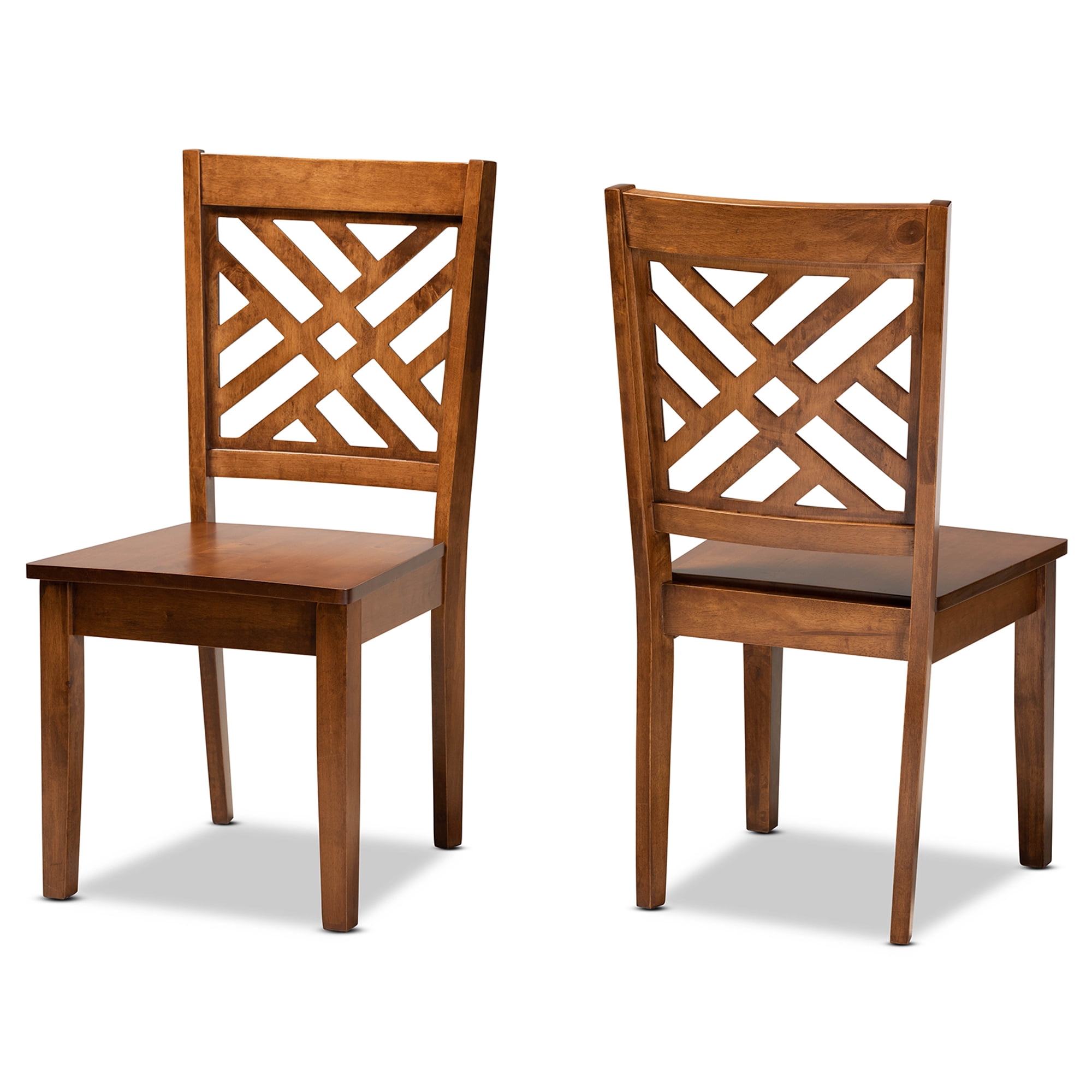 Baxton Studio Caron Dining Chair, Set of 2, Walnut Brown