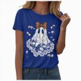 thumbnail image 4 of TOWED22 Halloween Shirts Woman Ghost Graphic Crewneck Short Sleeve Tee Shirt Short Sleeve Funny Tops Tshirts(Dark Blue,L), 4 of 6