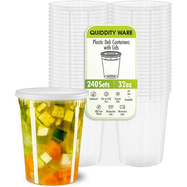 Deli Containers QUIDDITY WARE, 32 oz x 240, paquete de plástico sin BPA
