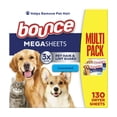 thumbnail image 3 of Bounce Pet Hair and Lint Guard Mega Dryer Sheets, 3X Pet Hair Fighters, Unscented, 130 Count (4 Pack), 3 of 5