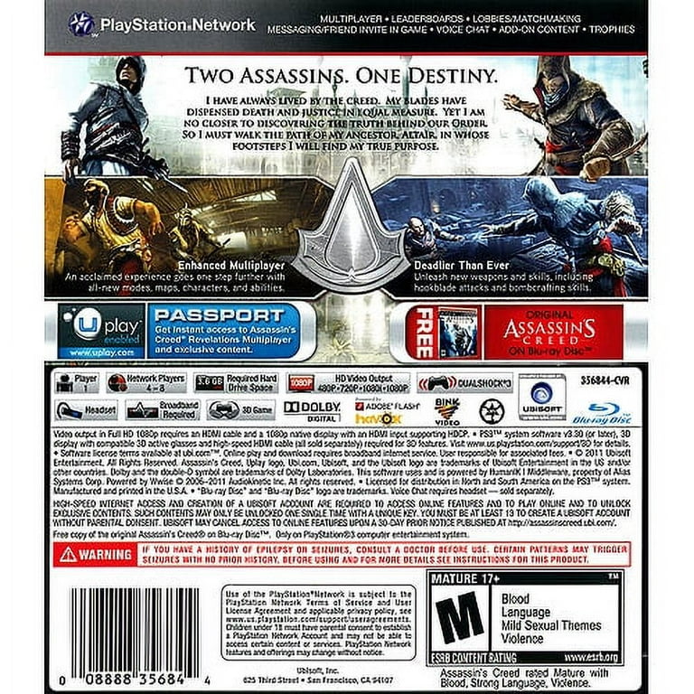 Assassin's Creed: Revelations Sony Playstation 3 PS3 Complete