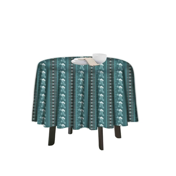 eloria Floral Printed Round Table Cloth Resistant Washable Decorative Table Cover for Dining Table
