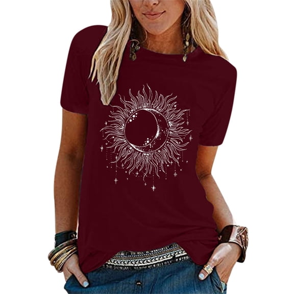 Aayomet Tops For Women Casual Fall Womens Tops V Neck Summer Petal Sleeve Casual Tshirts,Red M