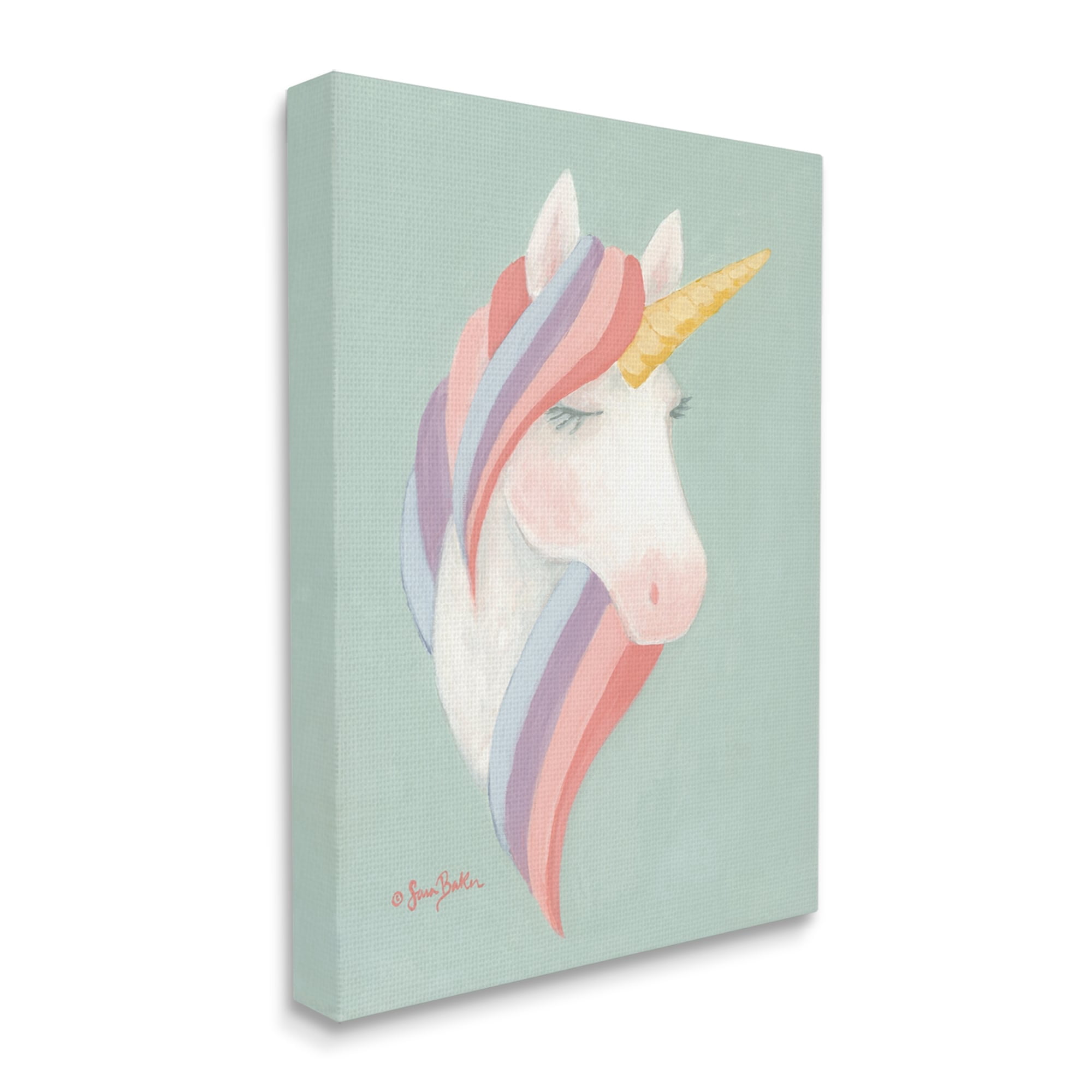 Stupell Industries Dazzling Unicorn Pastel Striped Mane Fantasy Horse Canvas Wall Art, 24 x 30, Design by Sara Baker