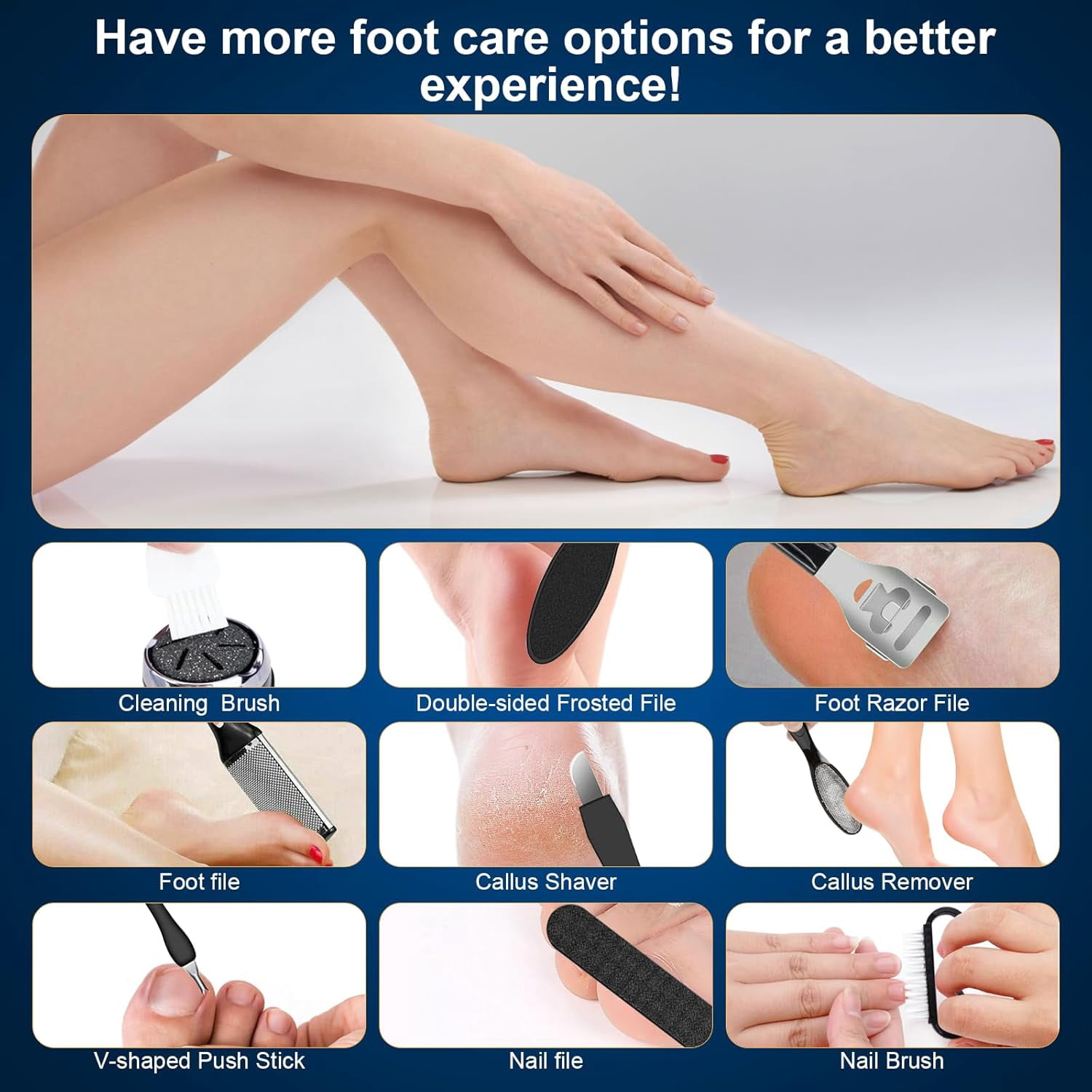 Aorsher 2-Speed Electric Foot Callus Remover with LCD Display, Dual Motors Rechargeable Calloused Feet Remover Tool Kit for Efficient Exfoliation of Dead Skin on Feet, IPX7 Waterproof