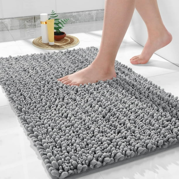 Alfombra de baño Yimobra Chenille Shaggy 60 x 40 cm gris