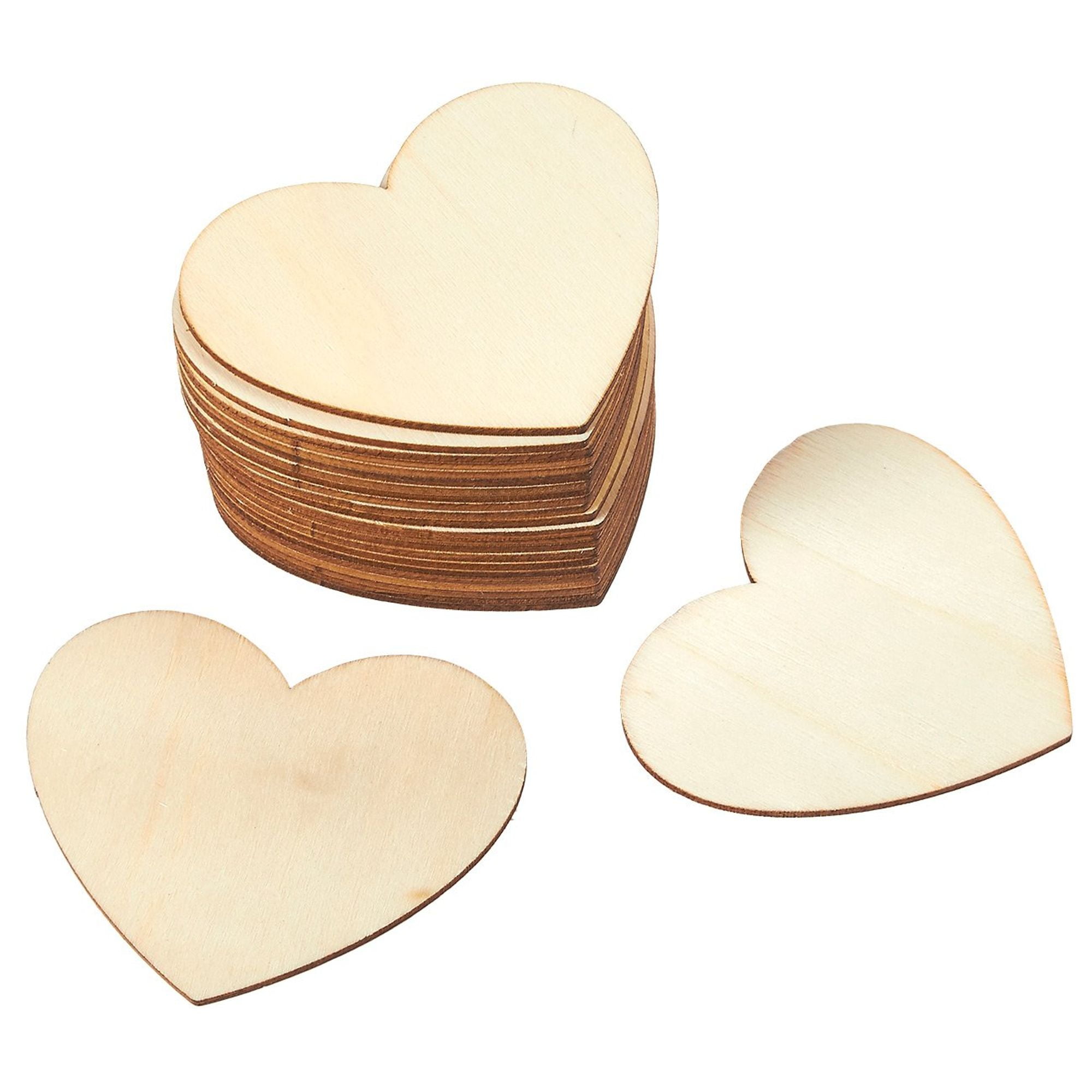 24 Pack Unfinished Wood Cutouts 3.7&quot;x3.1&quot;x0.1&quot; Wooden Heart Shape Wood