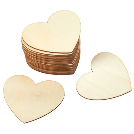 Unfinished Wood Cutout - 24-Pack Heart-Shaped Wood Pieces for Wooden Craft DIY Projects, Gift Tags, Wedding Decoration, 3.7 x 3.1 x 0.1