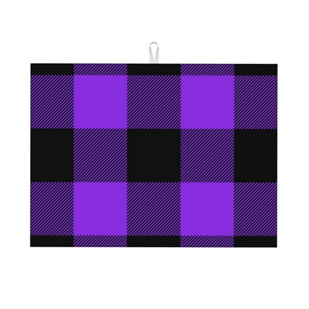 

Cauagu Dish Drying Mat 24*18 inch Absorbent Dish Drainer Kitchen Counter Dish Drying Pad for Countertops Sinks Draining Racks( Purple Buffalo Plaid)