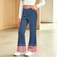 thumbnail image 2 of MuXiKeJi Clothes Girls Jeans With Bows Cute Print Elastic Waist Wide Leg Flared Denim Pants Regular Fit Long Casual Bottoms Girls Wide Leg Jeans, 2 of 8