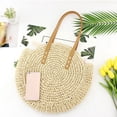 thumbnail image 4 of Odeerbi Tote Bag for Women New Retro Mori Round Straw Bag Woman Summer Bag Beach Bag Leisure Shoulder Bag Beige, 4 of 5