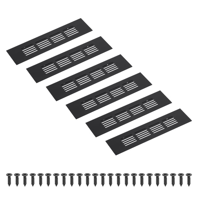 Uxcell 8 x 2" Rectangle Ventilation Grille 6Pcs Aluminum Air Vent Cover Black