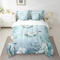 thumbnail image 2 of Ursine Seal Bed in a Bag Queen Comforter Set 7 Piece,Teal Blue Ocean Beach Coastal Bedding Set Starfish Octopus Sheet Sets with Comforter Underwater Creature Coral Bed Set,Kawaii Fish Room Decor, 2 of 4
