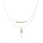 Bliss Women's Polished Teardrop Shaped Curved Bar 16"/20" Wire Yellow Gold-Tone and Silver-Tone Necklace