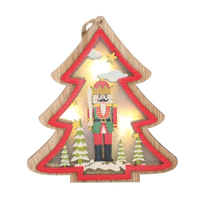 Colgante de Navidad de madera para casa, árbol para coche, adorno luminoso, decoración para árbol de Navidad, tipo de árbol