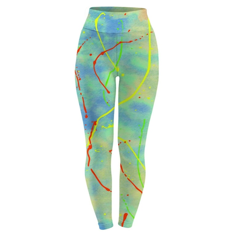 REORIAFEE Floral Print High Waist Women Leggings Compression Pants for Yoga  Running Daily Fitness Girls Leggings Skinny Tie-Dyed Print High Waist Tights  Trouser Yoga Pants Green XL 