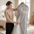 thumbnail image 5 of Long Garment Bag for Hanging Clothes Foldable Wedding Dress Cover with Transparent Window for Gown Storage and Travel Protection, Grey, 5 of 7