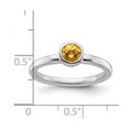 thumbnail image 2 of 925 Sterling Silver Bezel Polished Stackable Low 5mm Round Citrine Ring Size 8 Stackable Ring for Women, 2 of 2