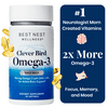 Best Nest Wellness Clever Bird Omega-3 Fish Oil, Once Daily DHA + EPA, Immune Support, 30 Ct