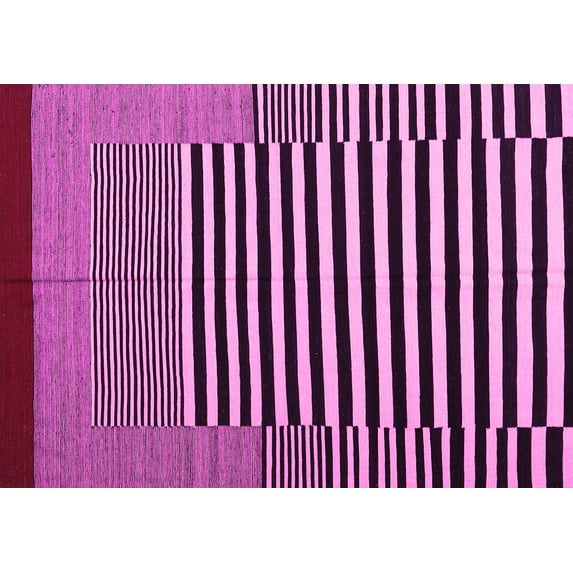 Ahgly Company Indoor Rectangle Abstract Pink Contemporary Area Rugs, 5' x 7'