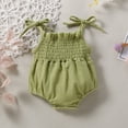 thumbnail image 2 of TOWED22 Newborn Baby Girl Clothes Floral Bunny Print Smocked Sleeveless Romper Summer Bodysuit Cute Baby Outfit Green,6-9 M, 2 of 7