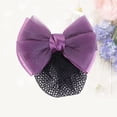 thumbnail image 3 of EeaseCA 1Pc Beautiful Bowknot Design Hair Net Pearl Studded Hairpin for Hair Decoration Use Thick Net (Purple), 3 of 7