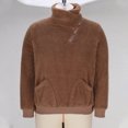 thumbnail image 5 of Women's Half-Zip Sherpa Fleece Pullover - Cozy Oversized Warm Winter Sweatshirt, Cinchable Fuzzy Outerwear with Zippered Pockets, 5 of 9