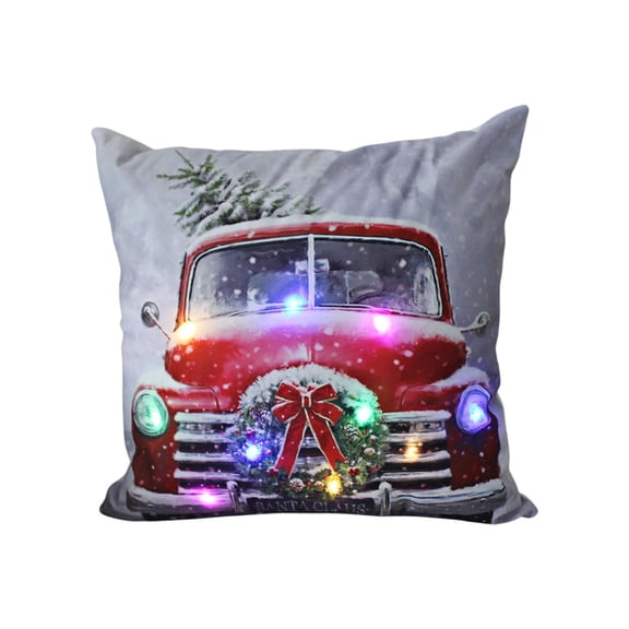 SLYNSHome Christmas Throw Pillow Cover with LED Lights,Light-up Winter Pillow Cases 18x18 inch Pillowcase Holiday Cushion Case for Couch Bed Sofa Decor